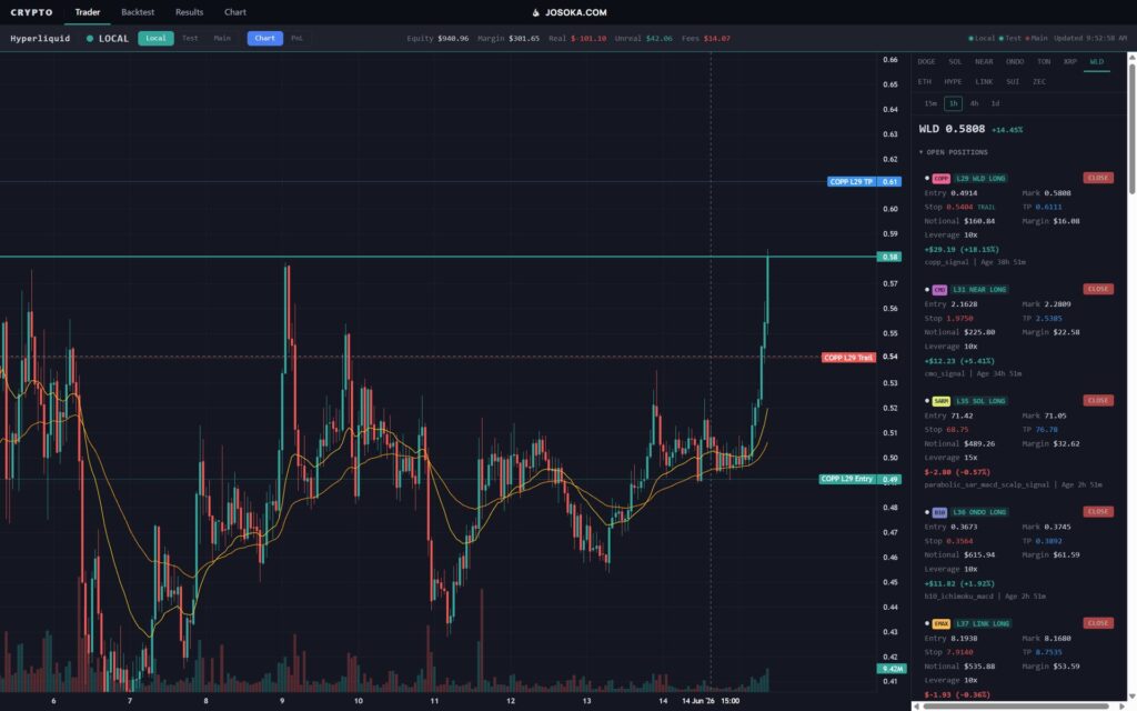 Custom Hyperliquid trading front-end with live chart and open positions
