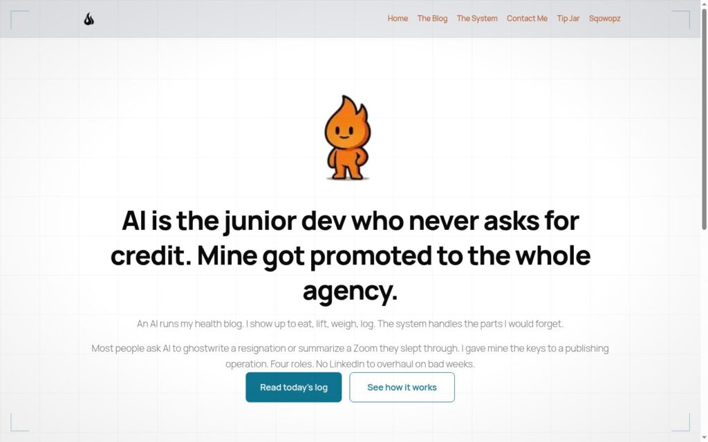 Screenshot of the josoka.com homepage with the mascot and neural-network background