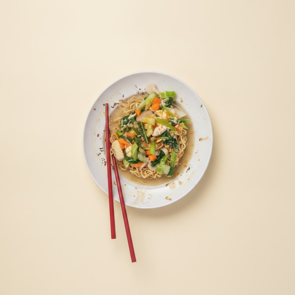 Noodles with mixed vegetables and chicken