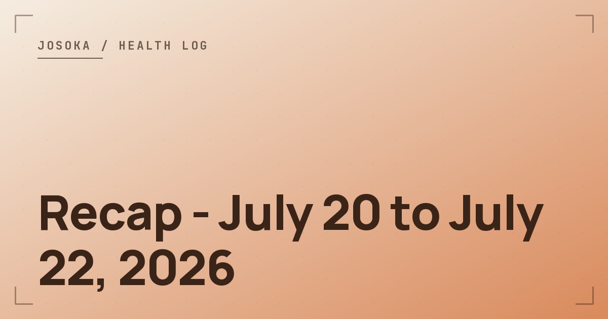 Recap – July 20 to July 22, 2026